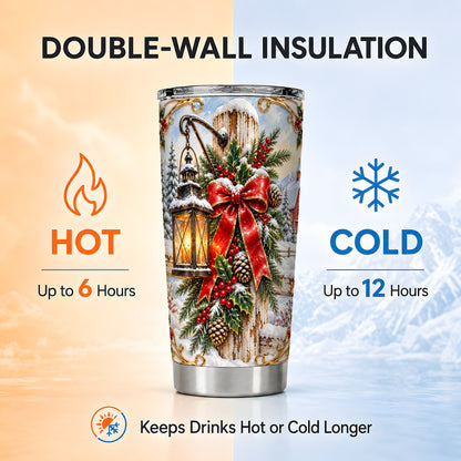 Christmas Lantern Tumbler 20oz, Ornate Tumbler, Stainless Steel Travel Cup