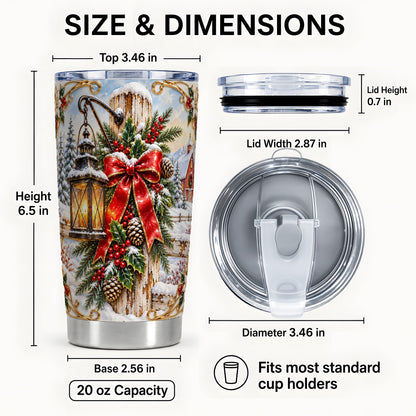 #pl[20oz|Steel] Christmas Lantern Tumbler 20oz, Ornate Tumbler, Stainless Steel Travel Cup