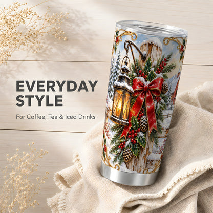Christmas Lantern Tumbler 20oz, Ornate Tumbler, Stainless Steel Travel Cup