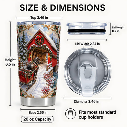#pl[20oz|Steel] Ornate Christmas Bridge Tumbler 20oz, Winter Stainless Steel Travel Cup