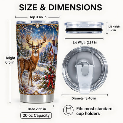 #pl[20oz|Steel] Christmas Deer Church Tumbler 20oz, Winter Stainless Steel Travel Cup