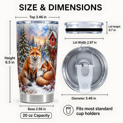 #pl[20oz|Steel] Watercolor Fox Tumbler 20oz, Christmas Woodland Stainless Steel Travel Cup