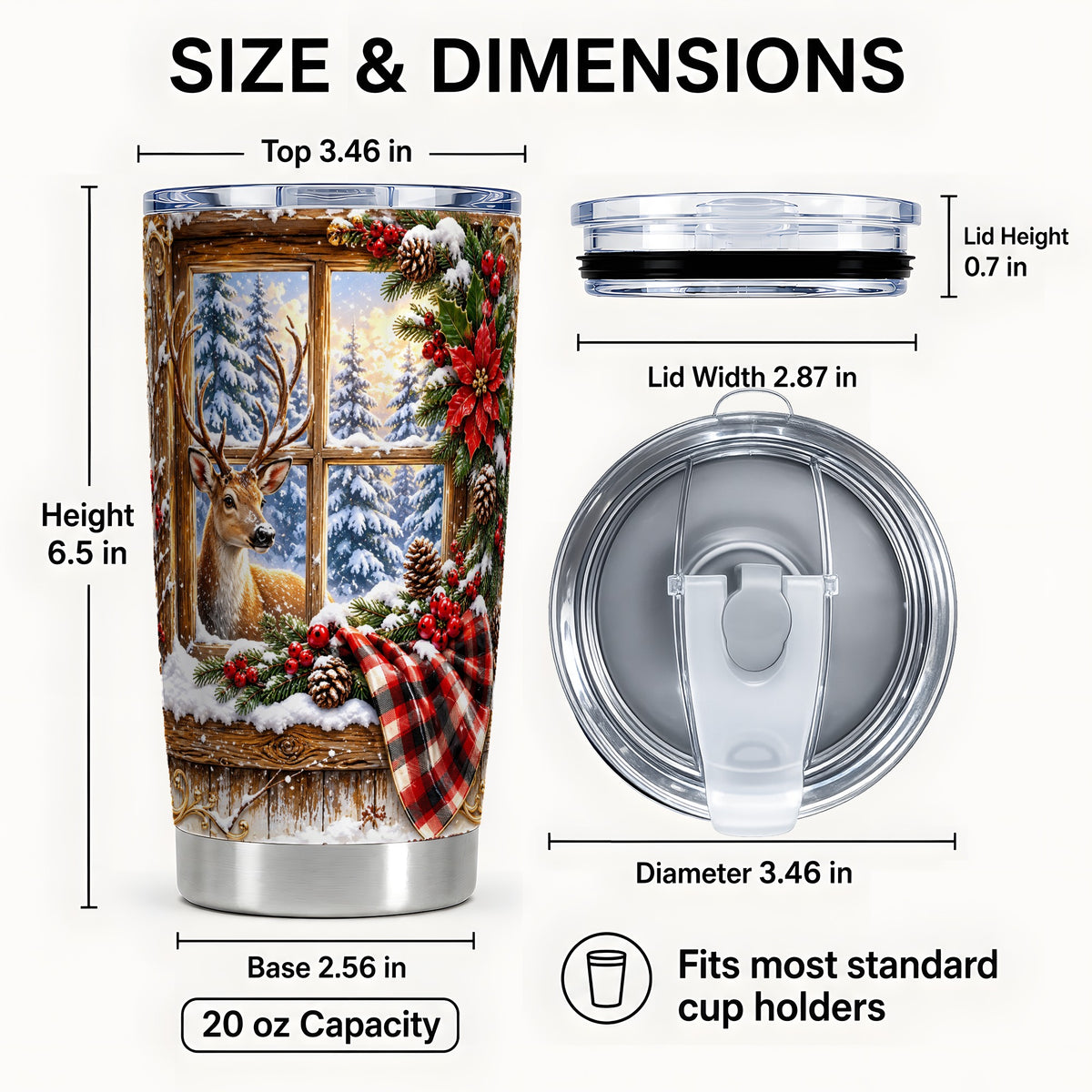 #pl[20oz|Steel] Winter Deer Tumbler 20oz, Christmas Tumbler, Stainless Steel Travel Cup