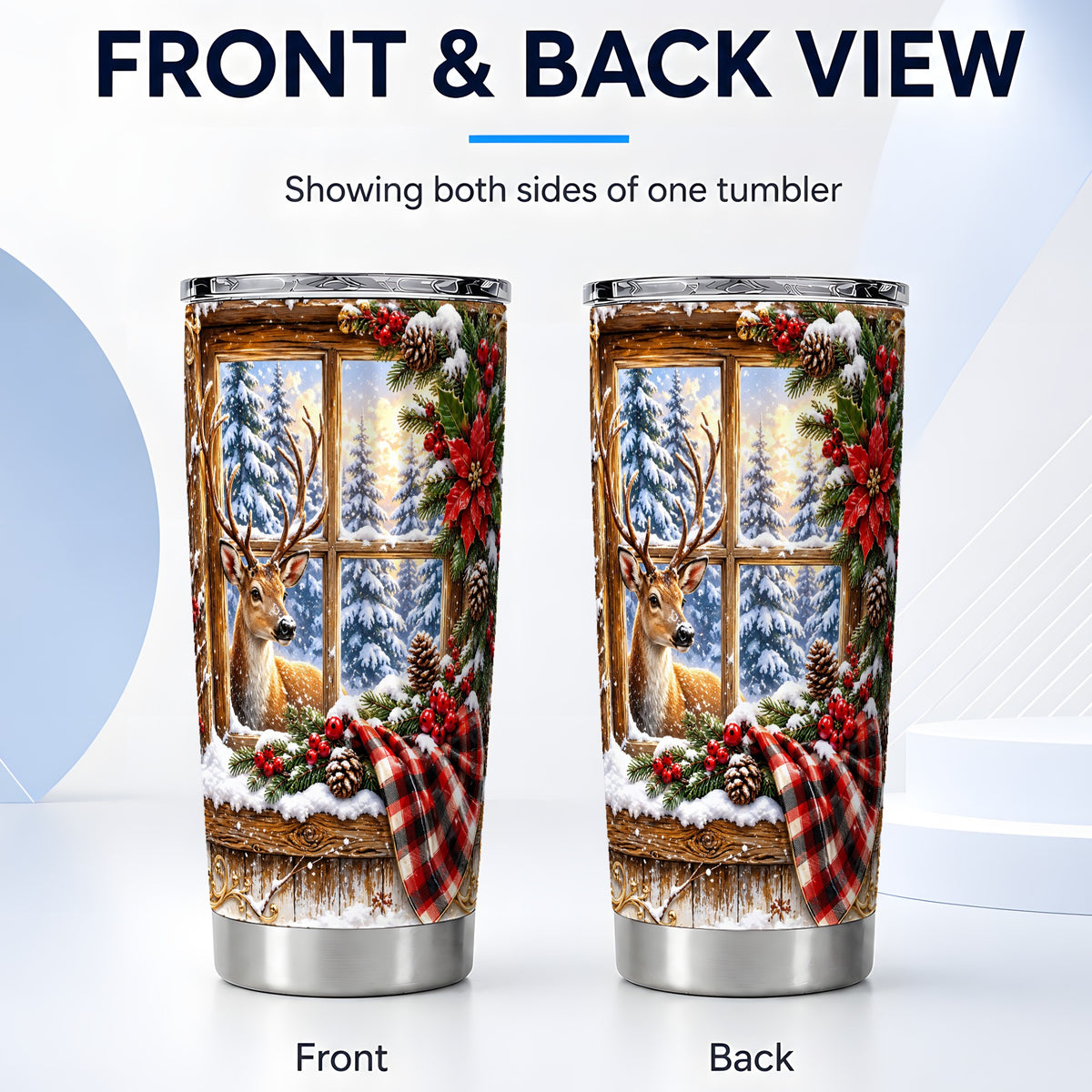 #pl[20oz|Steel] Winter Deer Tumbler 20oz, Christmas Tumbler, Stainless Steel Travel Cup