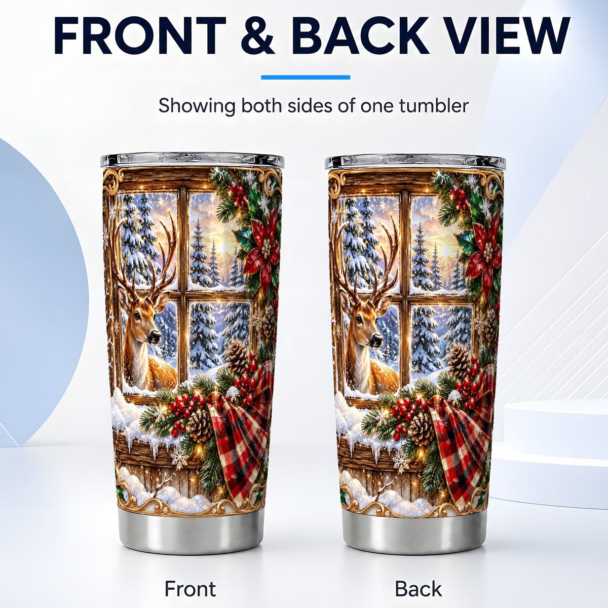 #pl[20oz|Steel] Christmas Deer Tumbler 20oz, Winter Tumbler, Stainless Steel Travel Cup