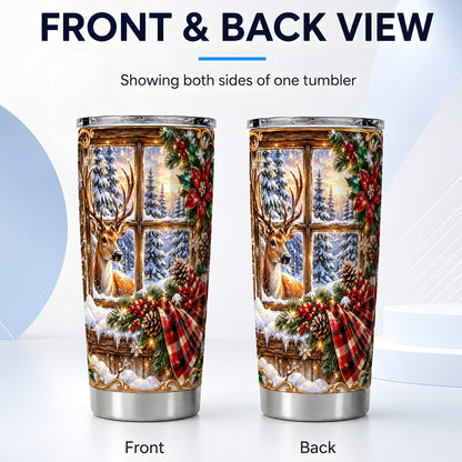 #pl[20oz|Steel] Christmas Deer Tumbler 20oz, Winter Tumbler, Stainless Steel Travel Cup