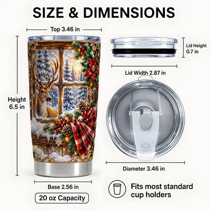 #pl[20oz|Steel] Christmas Deer Tumbler 20oz, Winter Tumbler, Stainless Steel Travel Cup