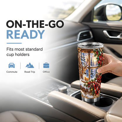 Christmas Deer Tumbler 20oz, Winter Tumbler, Stainless Steel Travel Cup