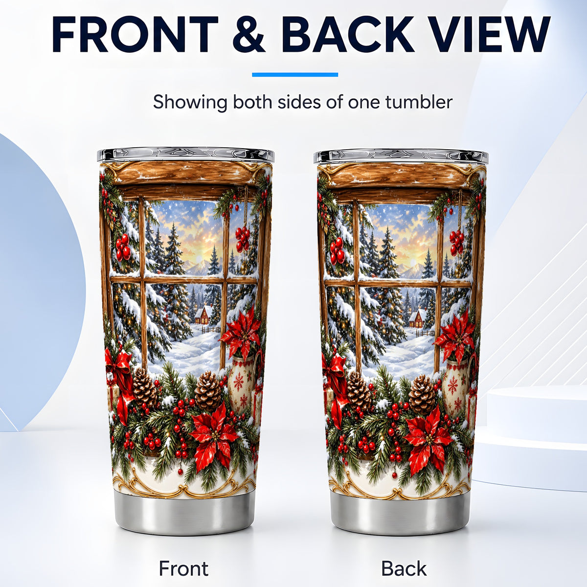 #pl[20oz|Steel] Snowy Cabin Tumbler 20oz, Christmas Tumbler, Stainless Steel Travel Cup