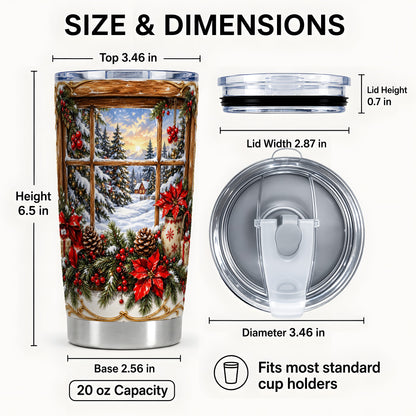 #pl[20oz|Steel] Snowy Cabin Tumbler 20oz, Christmas Tumbler, Stainless Steel Travel Cup