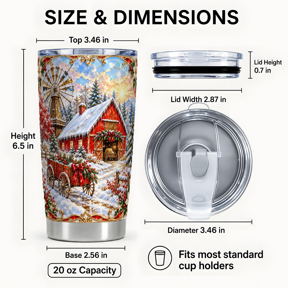 #pl[20oz|Steel] Windmill Barn Tumbler 20oz, Farm Tumbler, Stainless Steel Travel Cup