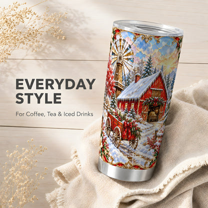 Windmill Barn Tumbler 20oz, Farm Tumbler, Stainless Steel Travel Cup