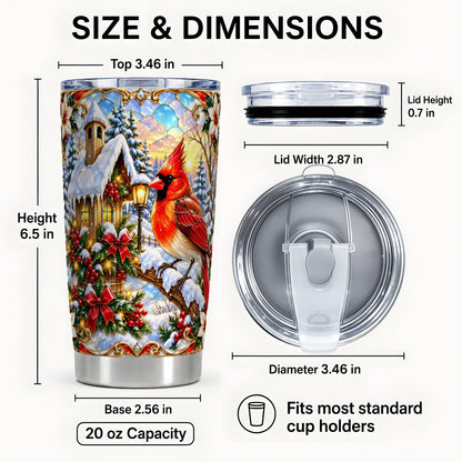 #pl[20oz|Steel] Cardinal Tumbler 20oz, Winter Bird Tumbler, Stainless Steel Travel Cup