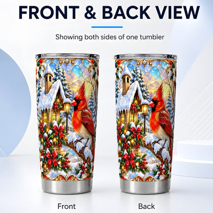 #pl[20oz|Steel] Cardinal Tumbler 20oz, Winter Bird Tumbler, Stainless Steel Travel Cup