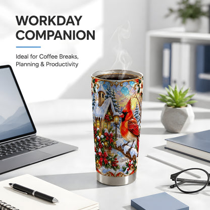Cardinal Tumbler 20oz, Winter Bird Tumbler, Stainless Steel Travel Cup