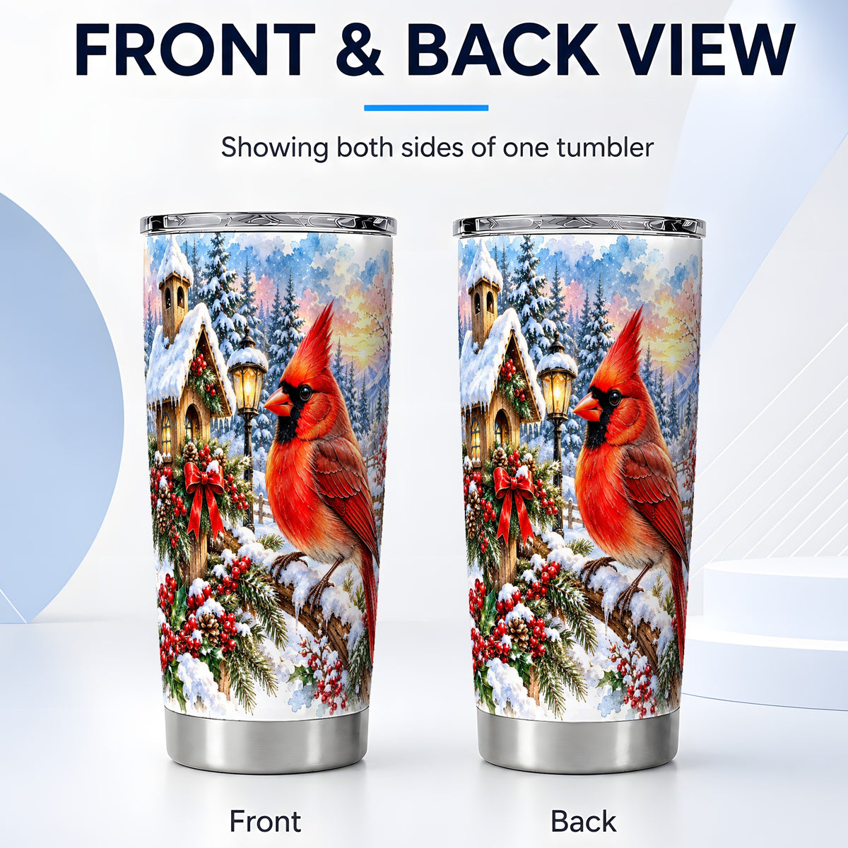 #pl[20oz|Steel] Cardinal Tumbler 20oz, Winter Bird Tumbler, Stainless Steel Travel Cup