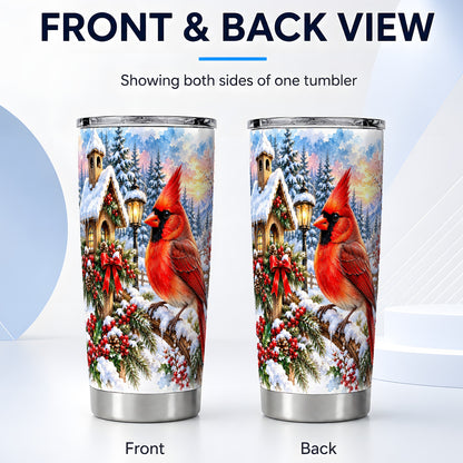 #pl[20oz|Steel] Cardinal Tumbler 20oz, Winter Bird Tumbler, Stainless Steel Travel Cup