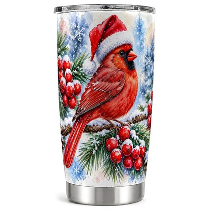 Christmas Cardinal Tumbler 20oz, Winter Bird Tumbler, Travel Cup