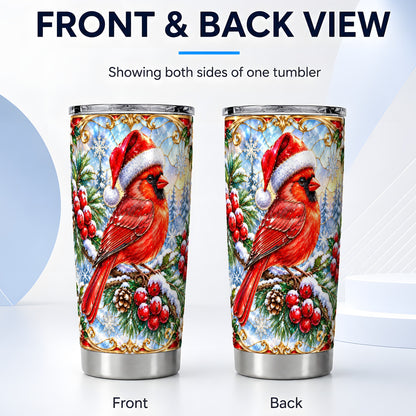 #pl[20oz|Steel] Ornate Cardinal Tumbler 20oz, Christmas Bird Tumbler, Travel Cup