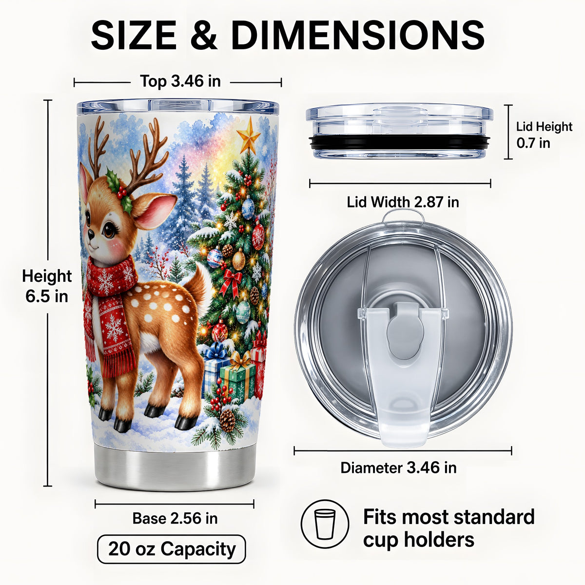 #pl[20oz|Steel] Christmas Reindeer Tumbler 20oz, Winter Deer Tumbler, Travel Cup