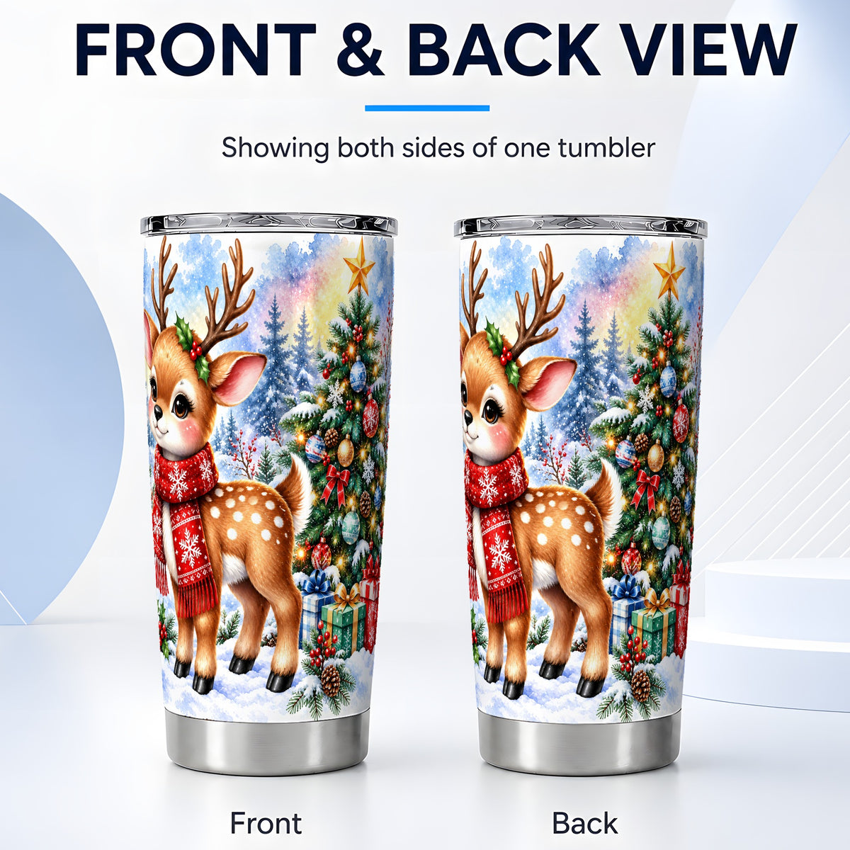 #pl[20oz|Steel] Christmas Reindeer Tumbler 20oz, Winter Deer Tumbler, Travel Cup