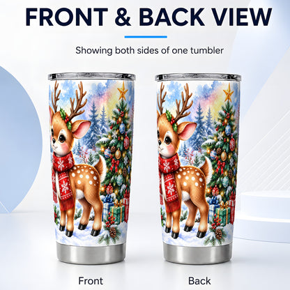 #pl[20oz|Steel] Christmas Reindeer Tumbler 20oz, Winter Deer Tumbler, Travel Cup