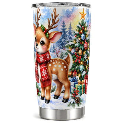 Christmas Reindeer Tumbler 20oz, Winter Deer Tumbler, Travel Cup