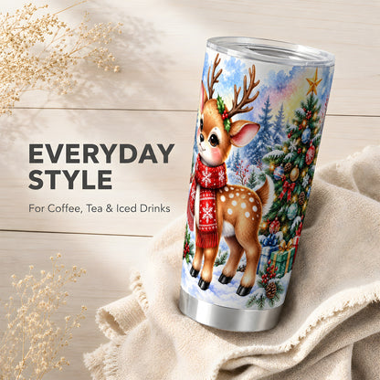 Christmas Reindeer Tumbler 20oz, Winter Deer Tumbler, Travel Cup