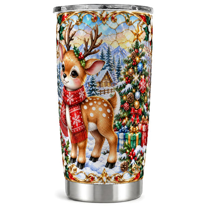 Reindeer Tumbler 20oz, Winter Deer Tumbler, Stainless Steel Travel Cup