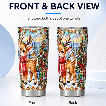 #pl[20oz|Steel] Reindeer Tumbler 20oz, Winter Deer Tumbler, Stainless Steel Travel Cup