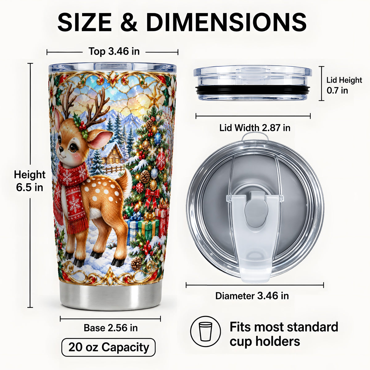 #pl[20oz|Steel] Reindeer Tumbler 20oz, Winter Deer Tumbler, Stainless Steel Travel Cup