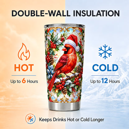 Cardinal Tumbler 20oz, Red Bird Tumbler, Stainless Steel Travel Cup