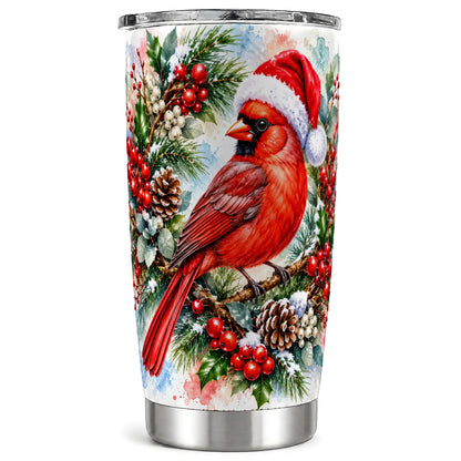 Cardinal Tumbler 20oz, Watercolor Bird Tumbler, Stainless Steel Travel Cup