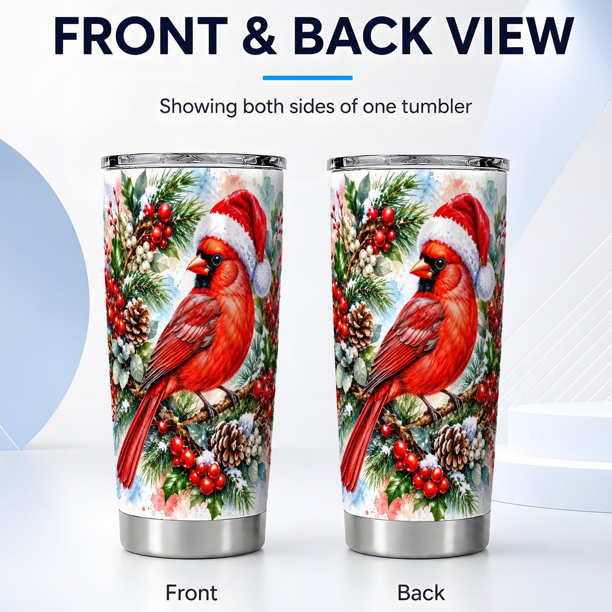 #pl[20oz|Steel] Cardinal Tumbler 20oz, Watercolor Bird Tumbler, Stainless Steel Travel Cup