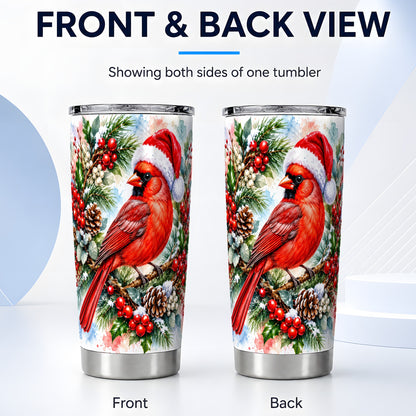 #pl[20oz|Steel] Cardinal Tumbler 20oz, Watercolor Bird Tumbler, Stainless Steel Travel Cup