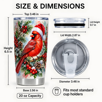 #pl[20oz|Steel] Cardinal Tumbler 20oz, Watercolor Bird Tumbler, Stainless Steel Travel Cup