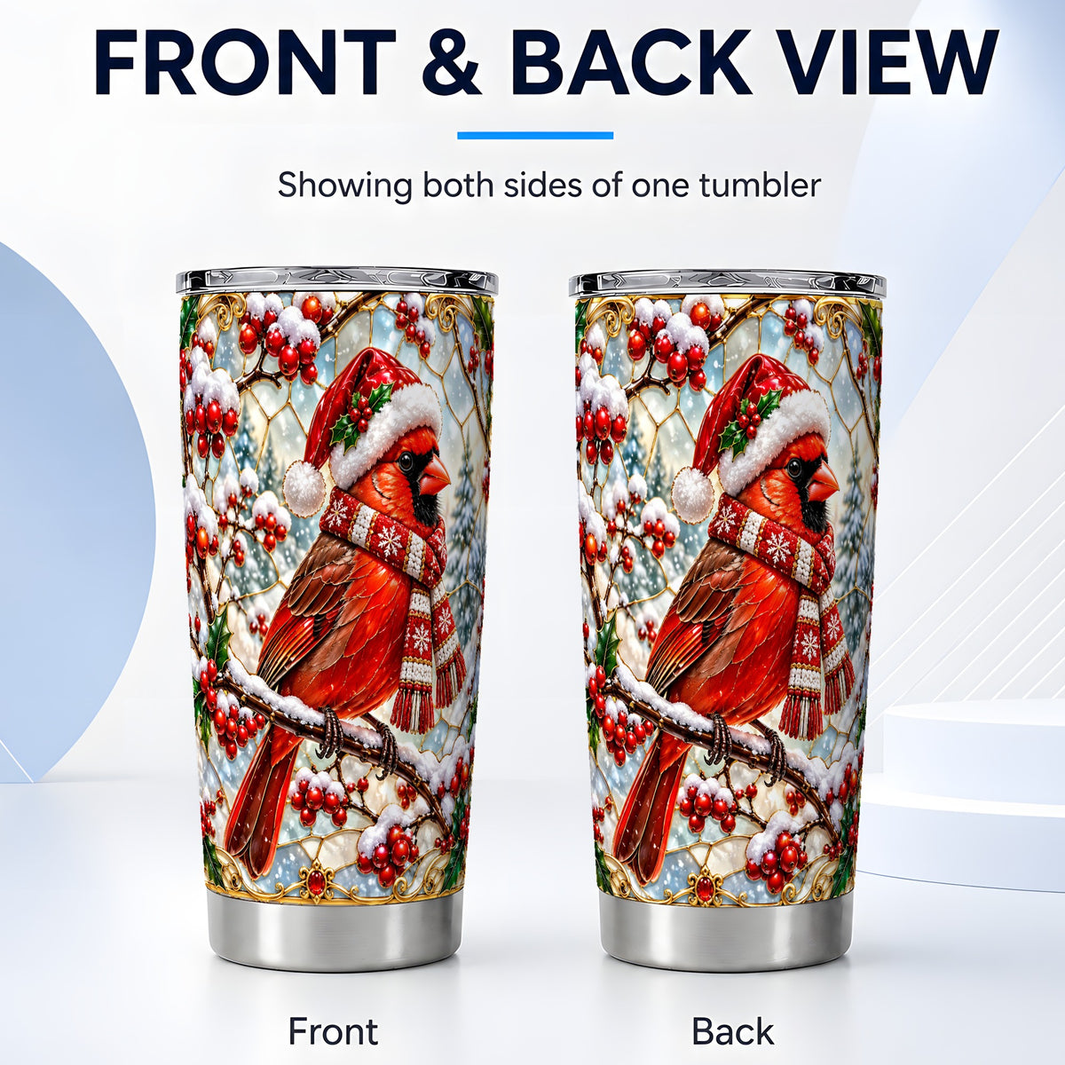 #pl[20oz|Steel] Cardinal Tumbler 20oz, Scarf Bird Tumbler, Stainless Steel Travel Cup