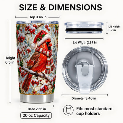 #pl[20oz|Steel] Cardinal Tumbler 20oz, Scarf Bird Tumbler, Stainless Steel Travel Cup