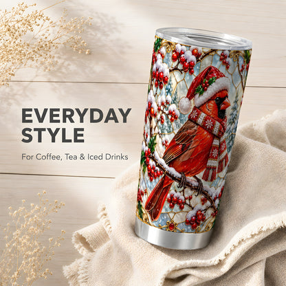 Cardinal Tumbler 20oz, Scarf Bird Tumbler, Stainless Steel Travel Cup