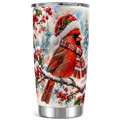 Cardinal Tumbler 20oz, Snowy Bird Tumbler, Stainless Steel Travel Cup