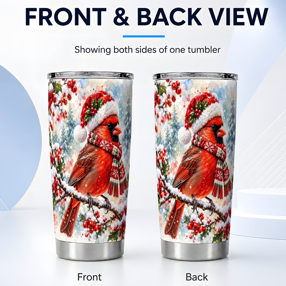 #pl[20oz|Steel] Cardinal Tumbler 20oz, Snowy Bird Tumbler, Stainless Steel Travel Cup