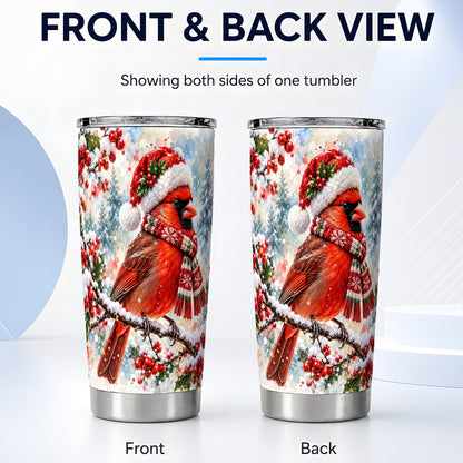 #pl[20oz|Steel] Cardinal Tumbler 20oz, Snowy Bird Tumbler, Stainless Steel Travel Cup