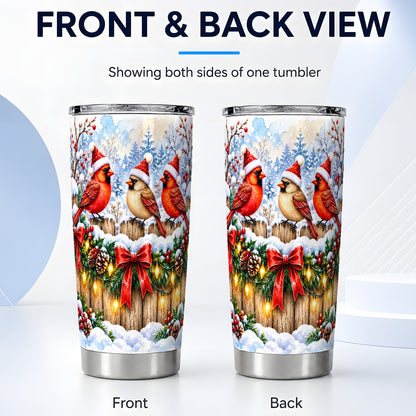 #pl[20oz|Steel] Christmas Cardinals 20oz Tumbler, Winter Bird Stainless Steel Travel Cup