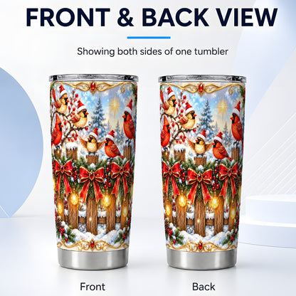 #pl[20oz|Steel] Golden Cardinals 20oz Tumbler, Christmas Bird Stainless Steel Travel Cup