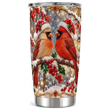 Cardinal Pair 20oz Tumbler, Christmas Bird Stainless Steel Travel Cup