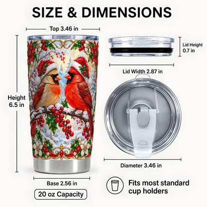 #pl[20oz|Steel] Christmas Cardinal Tumbler 20oz, Winter Bird Stainless Steel Travel Cup