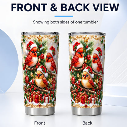 #pl[20oz|Steel] Christmas Cardinal Tumbler 20oz, Holiday Bird Stainless Steel Travel Cup