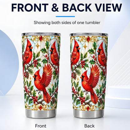 #pl[20oz|Steel] Christmas Cardinals Tumbler 20oz, Bird Tumbler, Stainless Steel Travel Cup