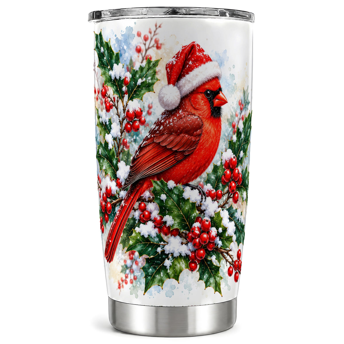 Christmas Cardinal Tumbler 20oz, Bird Tumbler, Stainless Steel Travel Cup