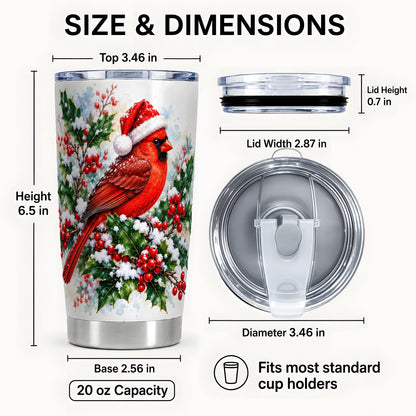 #pl[20oz|Steel] Christmas Cardinal Tumbler 20oz, Bird Tumbler, Stainless Steel Travel Cup